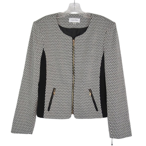 CALVIN KLEIN Zigzag Chevron Jacket Zip-Up Jacket Women’s Size 14 NEW - Picture 1 of 10